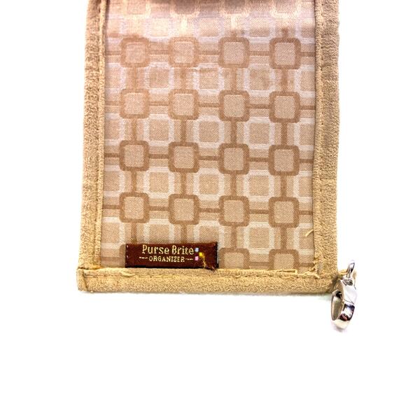 Women's Bag Organizer PURSE BRITE Lighted Multiple Pockets Tan Canvas - Picture 4 of 4